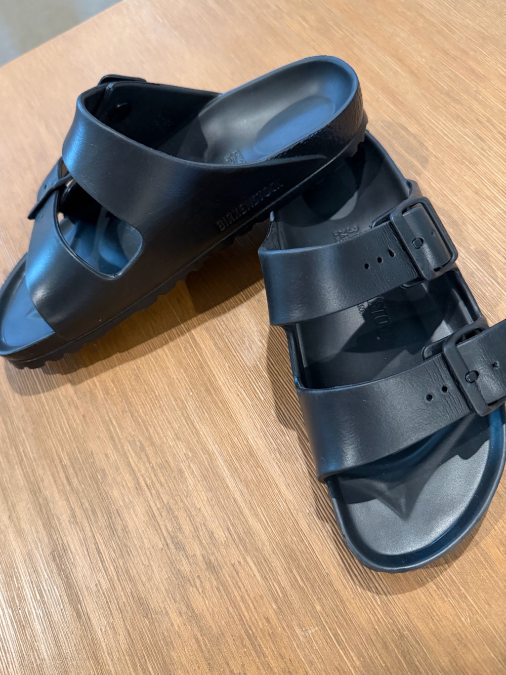 Birkenstock Black Two-Strap EVA Slide Sandals NWOT